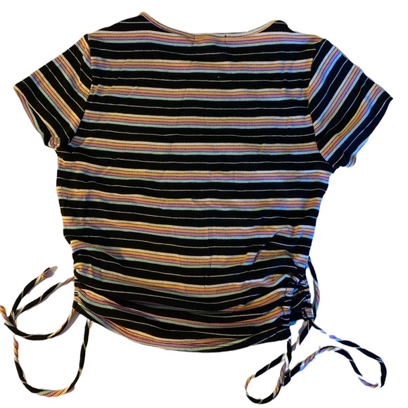 New Stitch & Pine Short Sleeve Black Pink Stripe  Shirt Top Woman’s Size Medium - Picture 9 of 10